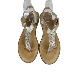 Born Lake Panna Cotta platinum colored braided leather sandals size 9